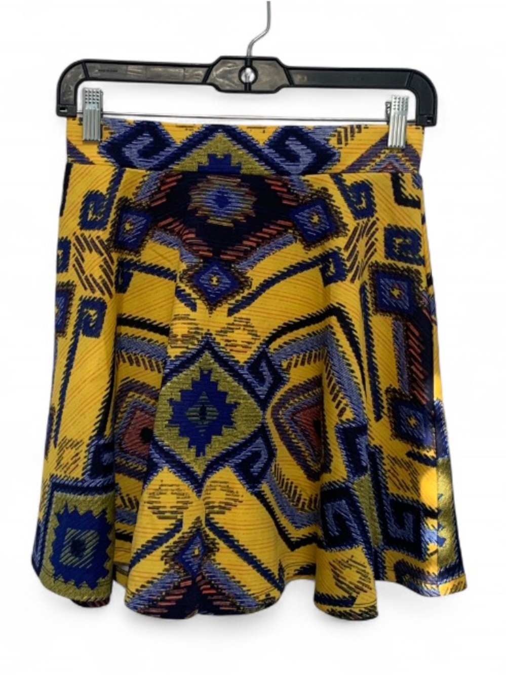 Xhilaration Boho Yellow Geometric Print Flared Mini Skirt